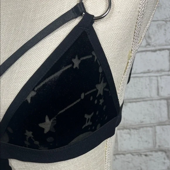 Killstar Black Ascendant Celestial Stars Velvet Harness Bralette size M - Picture 3 of 8